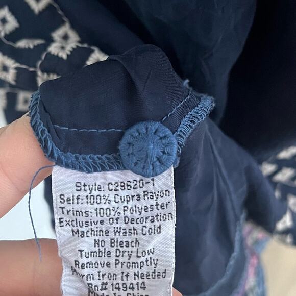 Johnny Was Moji Floral Embroidered Tunic Top Blue Sz S - Picture 8 of 9